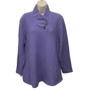 Coldwater Creek Completely at Ease Tunic Purple Womens Size XL Cowl Neck Sweater